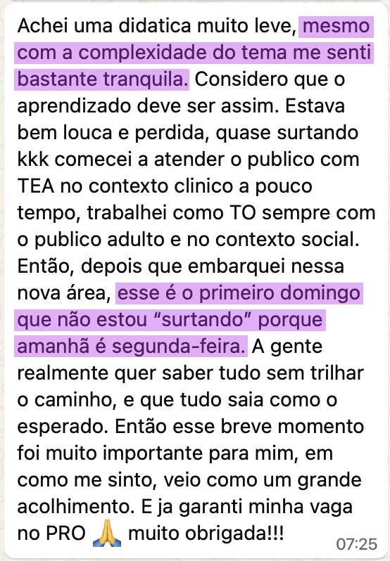 Depoimento de aluna de edição anterior do workshop