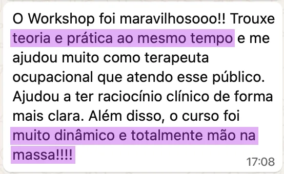 Depoimento de aluna de edição anterior do workshop